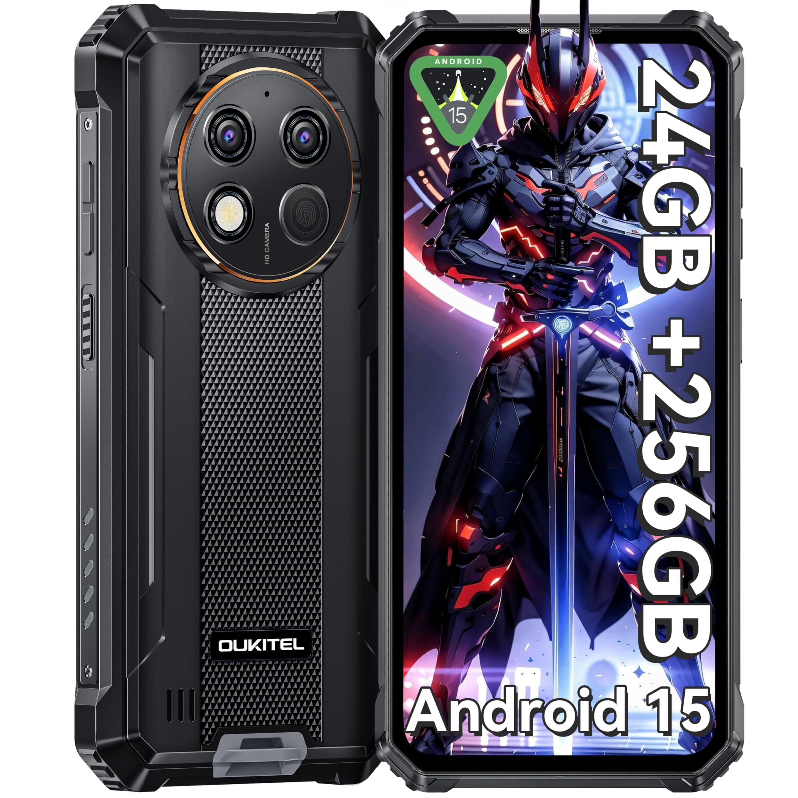 G1 Rugged Smartphone Unlocked - 24+256GB/1TB Android 15 Rugged Cellphones, 6.52”HD Display 10600mAh Battery 48MP Rear Camera IP68/IP69K Waterproof Phone, Dual Sim/NFC/Fingerprint 2025
