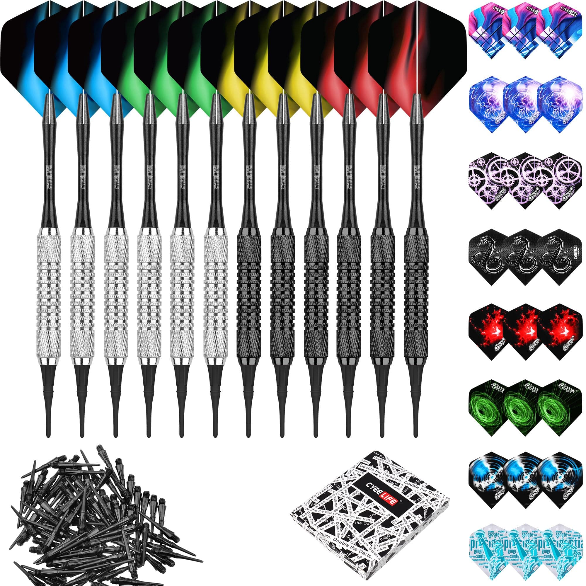 CyeeLife Soft Darts with Extra Dart Tips, Shafts, Flights, Professional Soft Dart Set