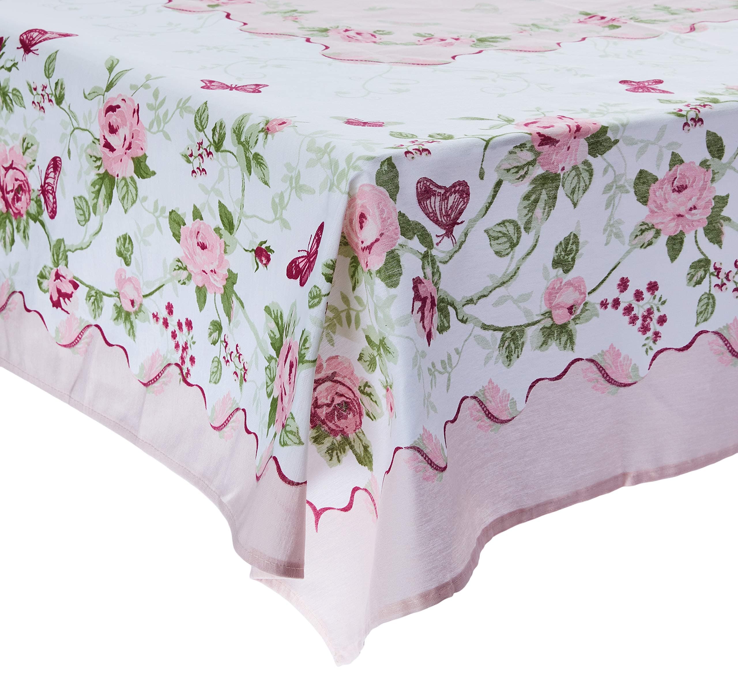 AdonisUSA Rose Decorative Printed Round or Rectangle Tablecloth - Fabric Table Cover for Dining Room, Kitchen Table and Party