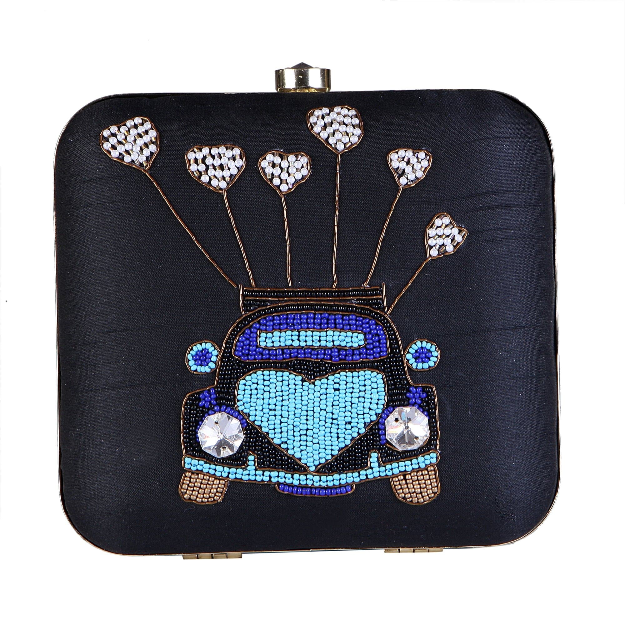 Women's Square Wedding Party Evening Box Clutch Purse Handbag 6" x 6" with Detachable Metallic Sling