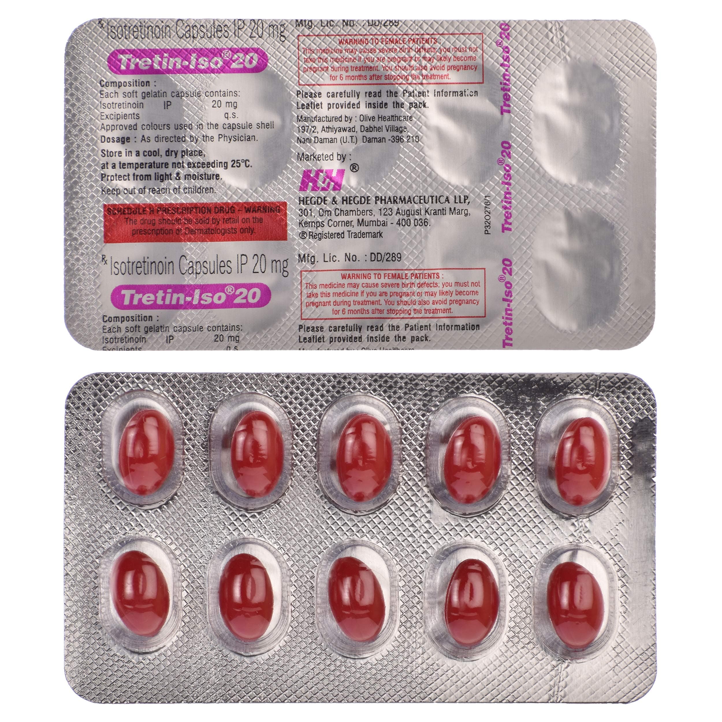 Tretin-Iso 20 - Strip of 10 Capsules