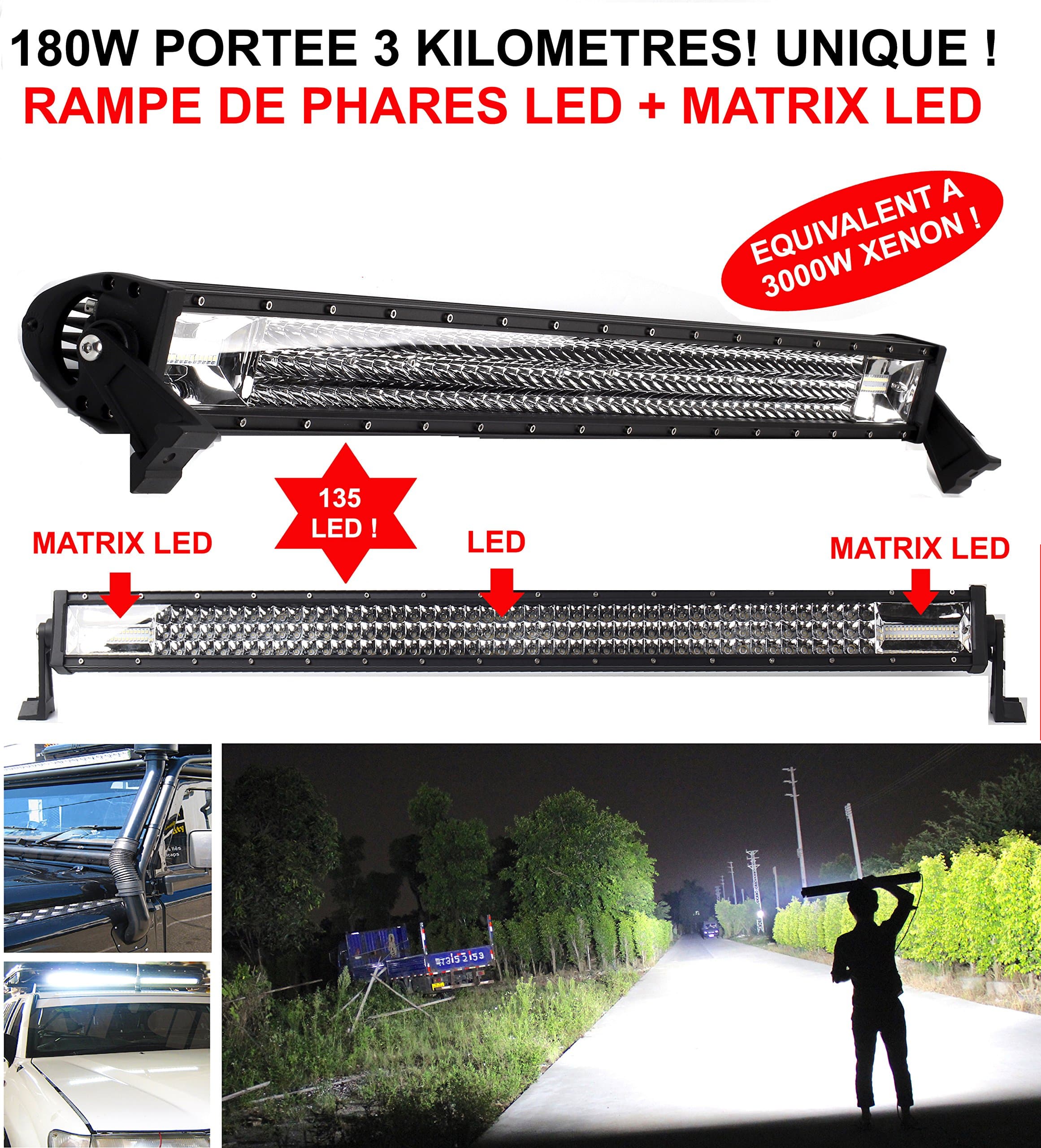 Exclusive. LED + Xenon LED Matrix 3000 W Power 180 W Equivalent Ramp. PORTEE 4 KM Waterproof Quality. Navy.