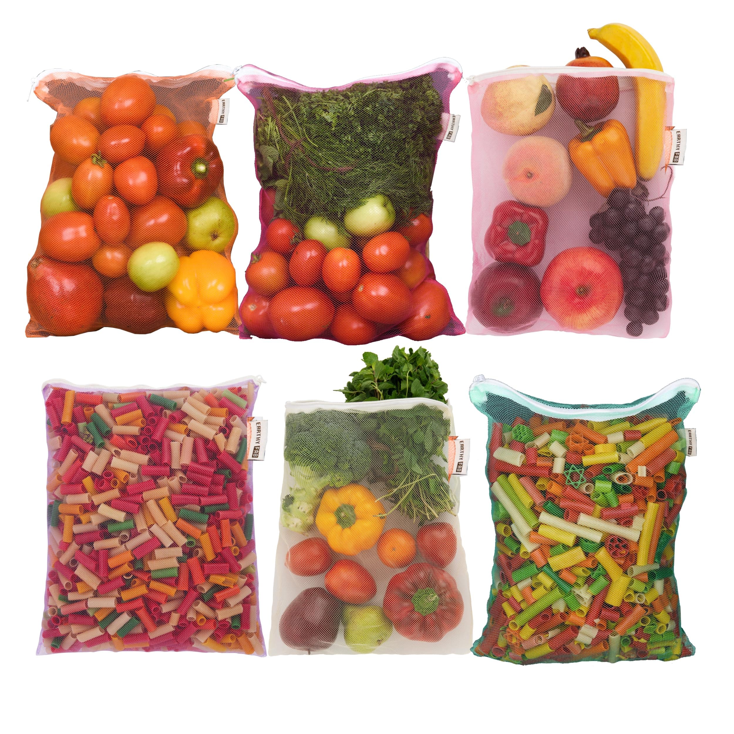 Earthy Fab Ziplock Bags, resuable,Fridge Storage, Vegetable Bags for Multipurpose Fridge Bags. 27X33 cm, Pack of 6.(Polyester)