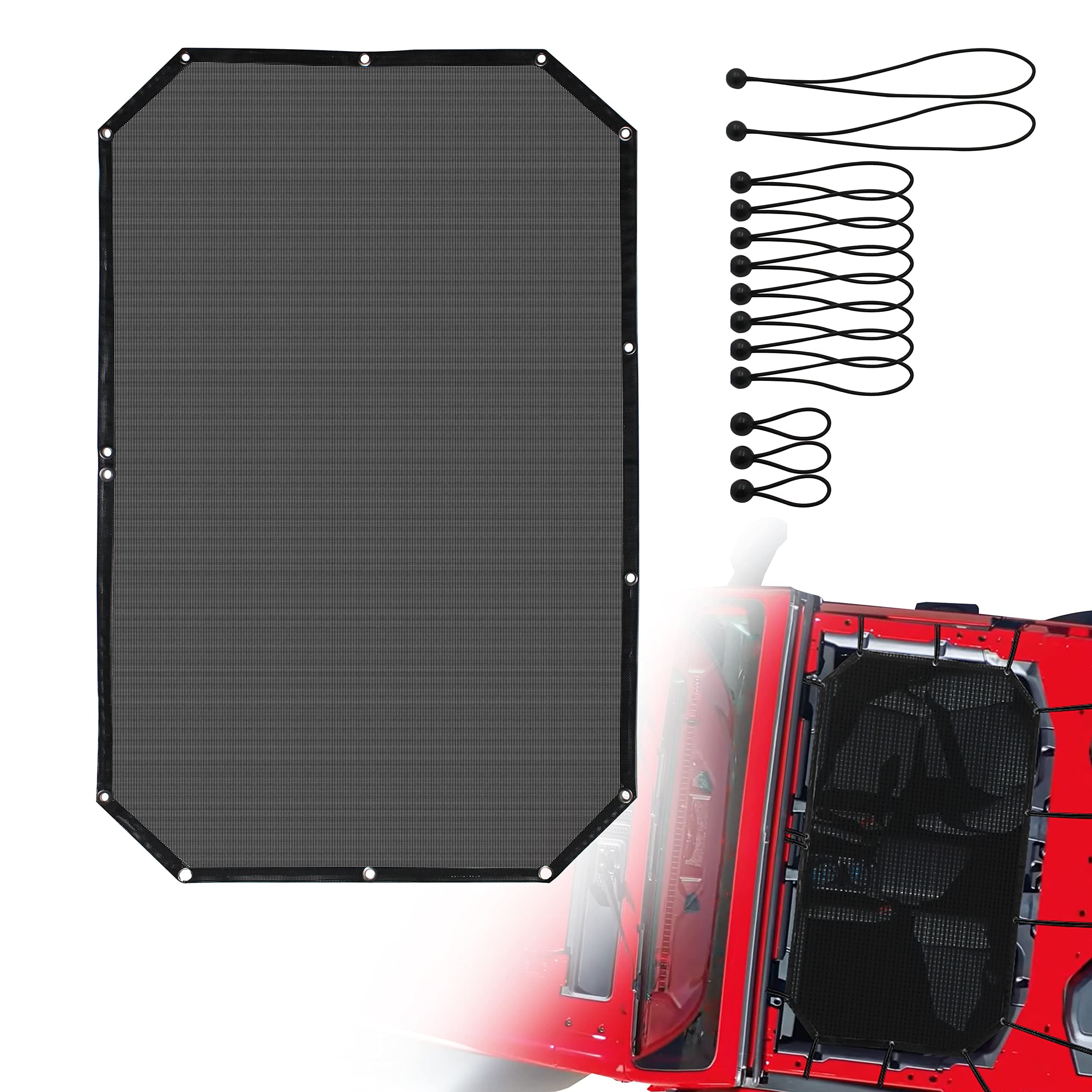 Mesh Sunshade Top Cover Provides UV Sun Protection Compatible with Jeep Wrangler JK & Unlimited 2-Door (2007–2018).