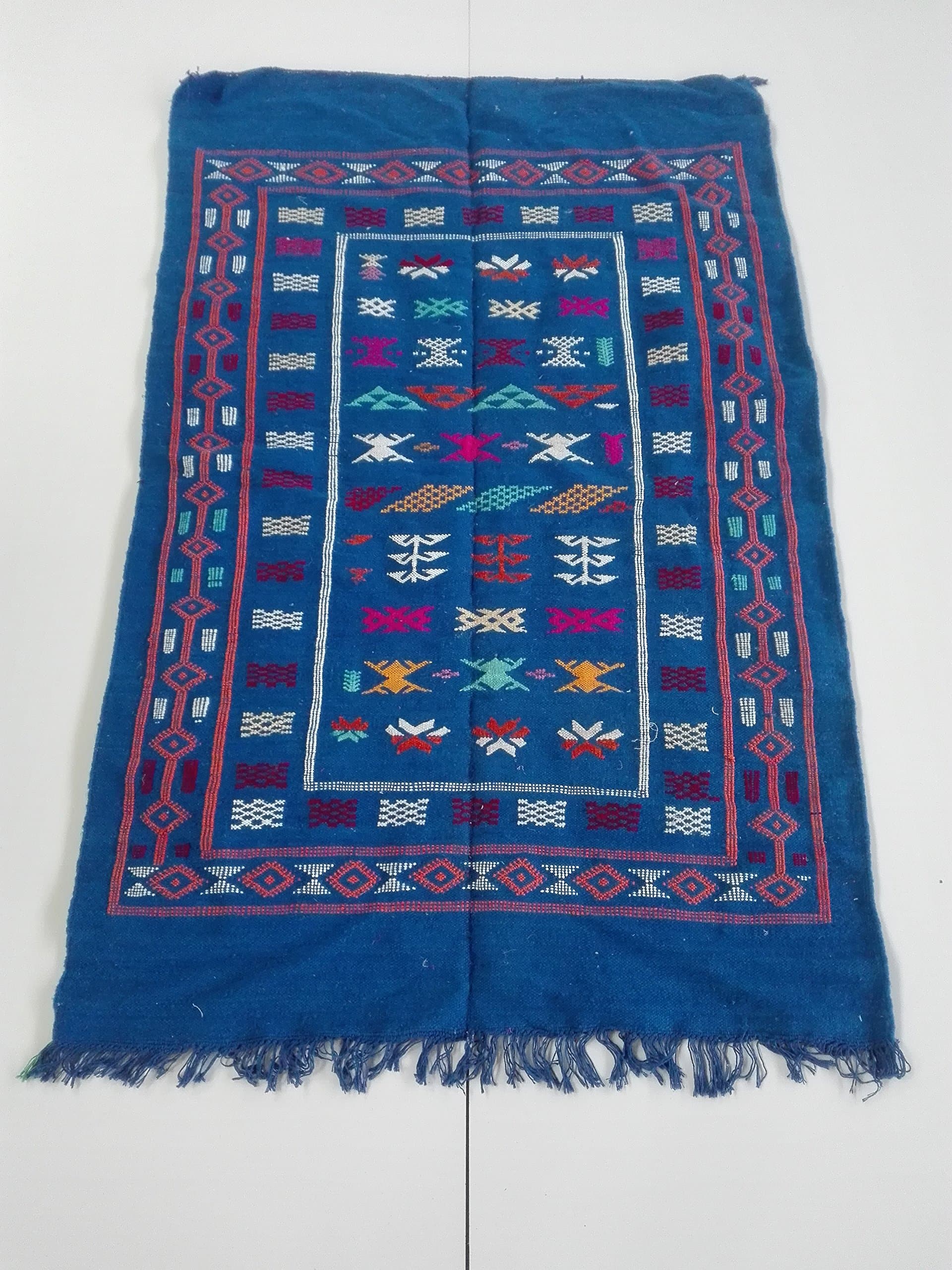 Moroccan Berber Rug Kilim Eastern Tapestry Ethnic African Original Wool TN