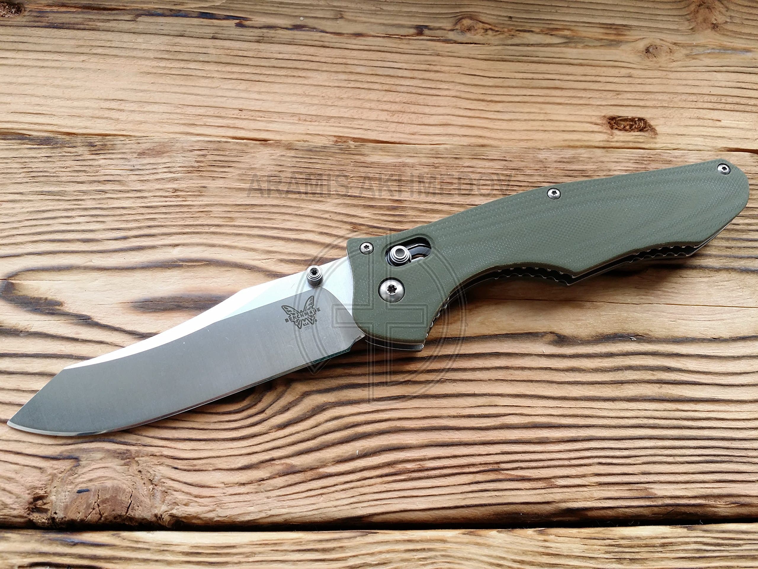 Custome scales, handle for Benchmade 810 Contego, Model 3D Classic, OD Green G10 (Knife not included)