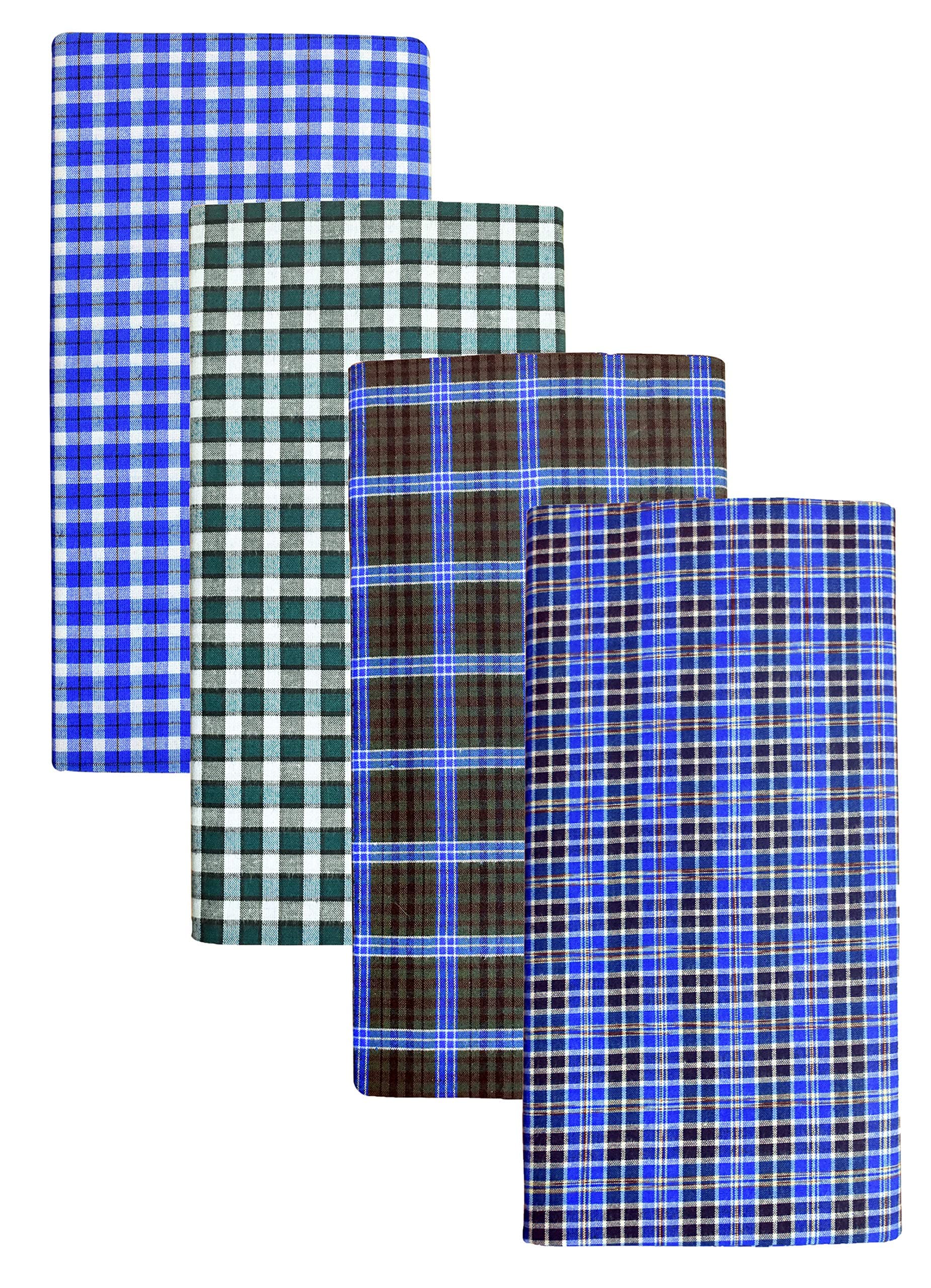 BlueLeaf Cotton Lungies for Men Pack of 4 (BLMini_2.25 Meter_Multi Colored)