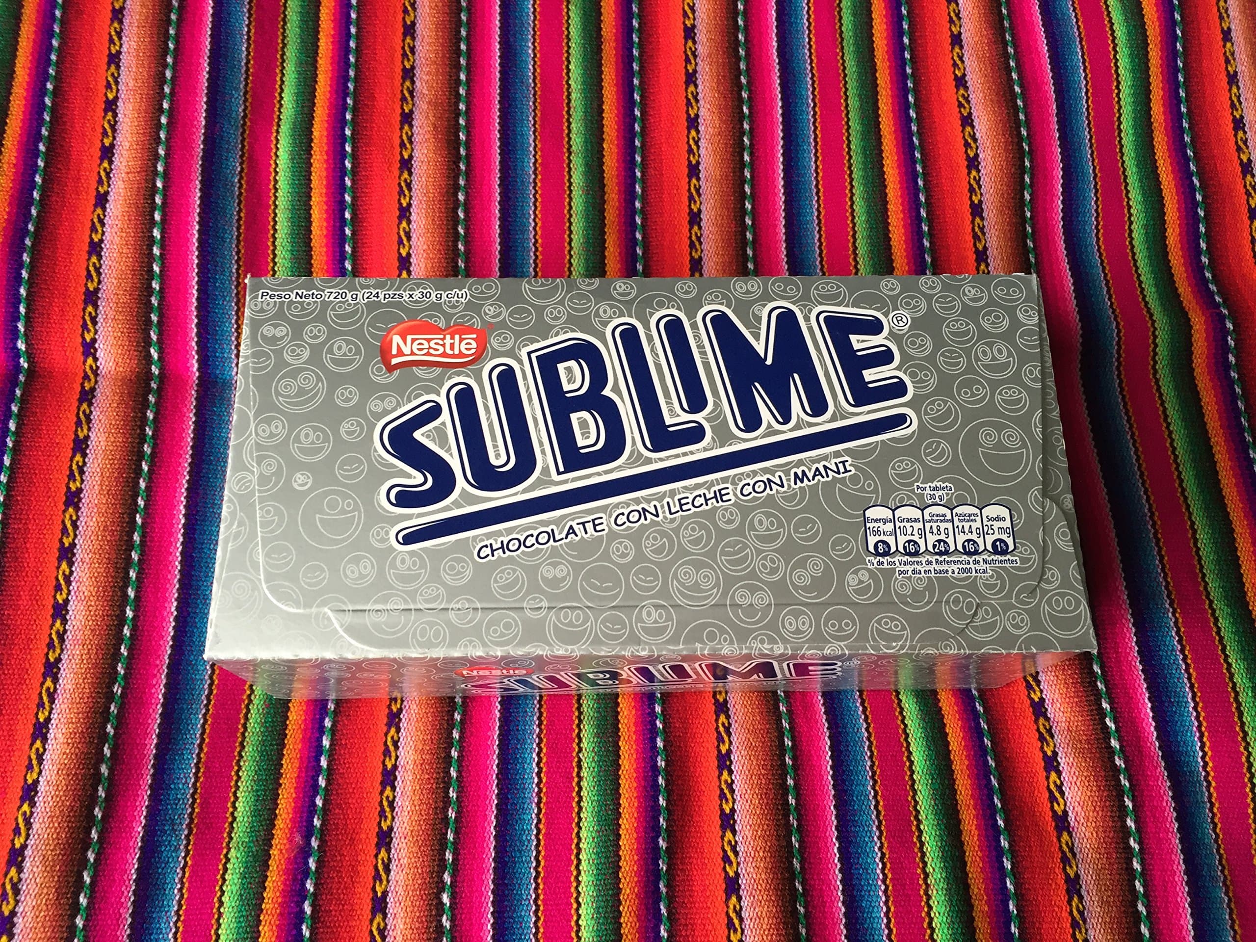 Sublime Chocolate Peru Con Leche Y Mani/chocolate with Milk and Peanuts 3 boxes of 24 pieces ea