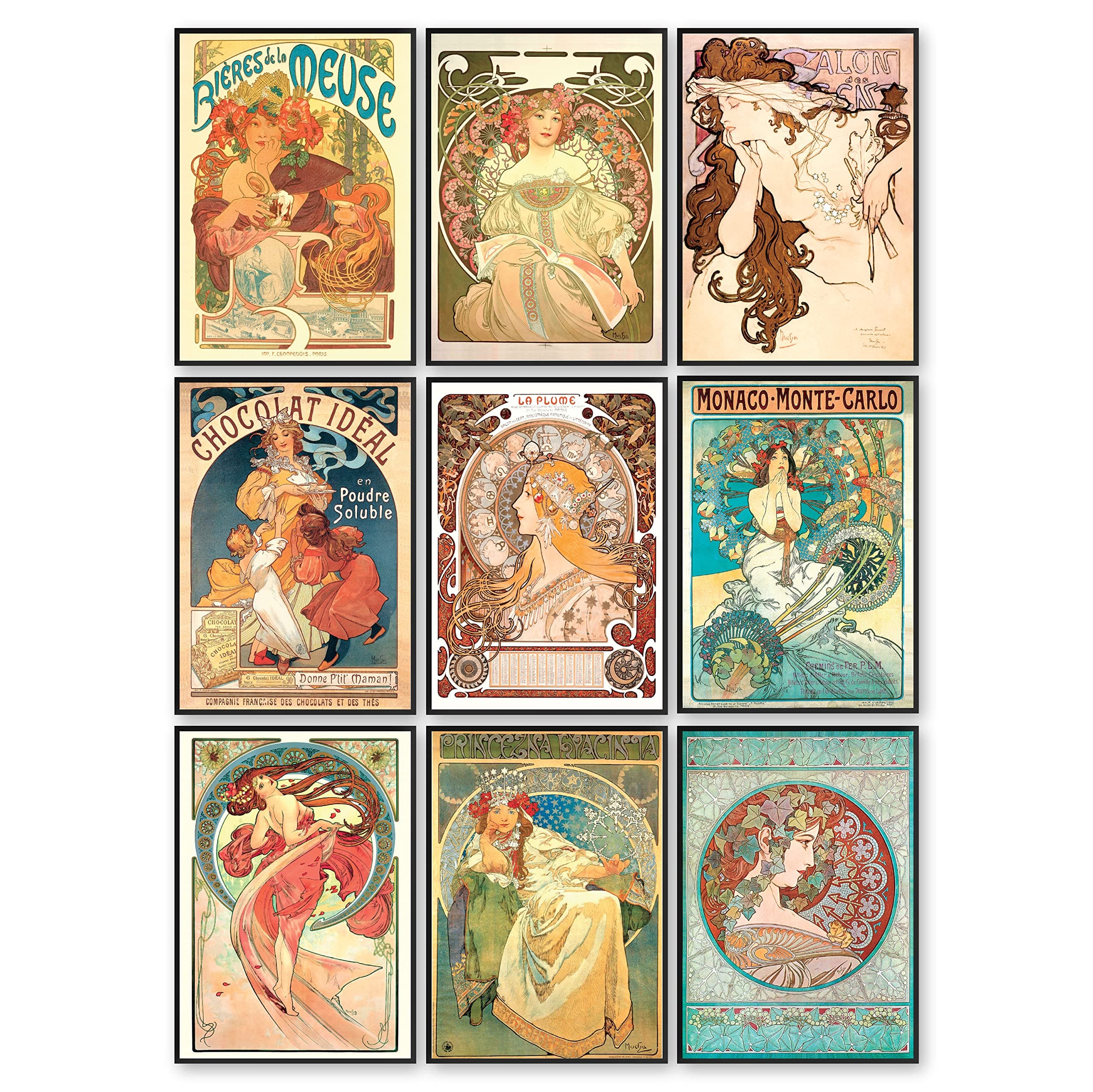 97 Decor Alphonse Mucha Art Print - Art Nouveau Decor, Alfons Mucha Poster, Art Deco Wall Art, Vintage French Nouveau Advertisement Painting, Fine Arts Posters for Bedroom Decorations (7x10 UNFRAMED)