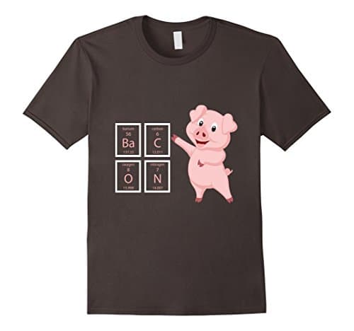 Men's Bacon Periodic Table Elements Pink Pork Pig Funny Word Shirt XL Asphalt