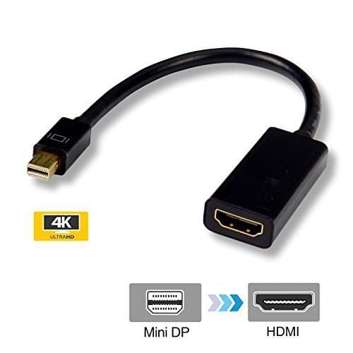 eHappyMaker Gold Plated Mini DisplayPort to HDMI 4K Adapter for UltraHD Display/Monitor - Thunderbolt Compatible, Black MALE to MALE - for Apple MacBook, MacBook Air, MacBook Pro