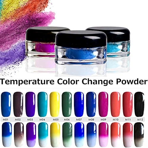 Cattie Girl 1g 12 Colors Thermochromic Pigment Thermal Color Change Temperature Powder Dust Decoration Gradient Nail Art Manicure