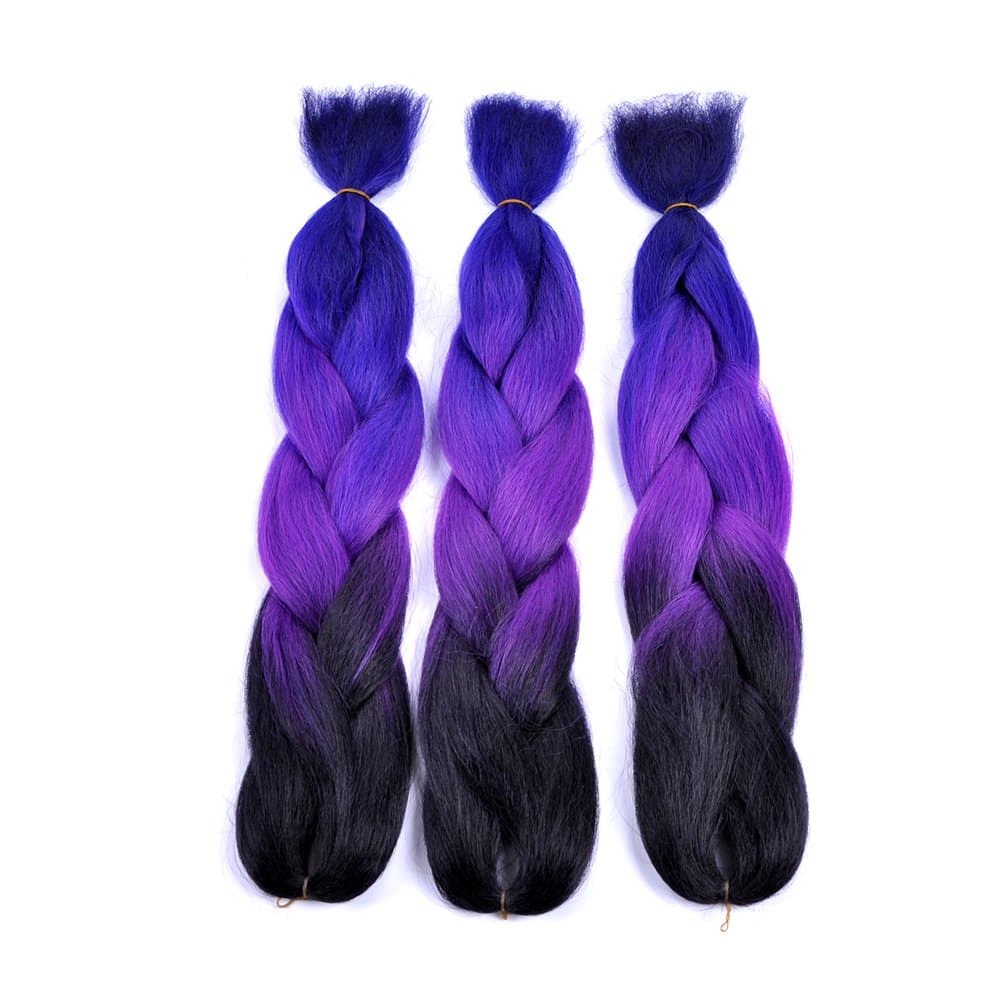 Ombre Braiding Hair 3packs Jumbo Braiding Hair Extension Ombre Colors High Temperature Synthetic Fiber 100G Black/Purple…