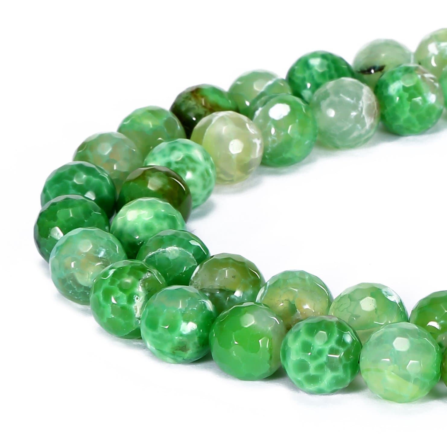 BRCbeads Gorgeous Natural Green Fire Agate Gemstone Faceted Round Loose Beads 6mm Approxi 15.5 inch 58pcs 1 Strand per Bag for Jewelry Making