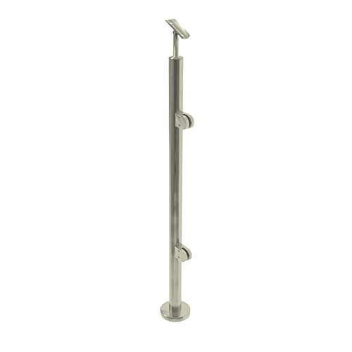 Stainless steel railing post with glass clamps and handrail support for glass holders, glass railing and balustrade balcony, V2A