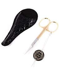 Zinger Professional Manicure Scissors in Leather Case - Set of 1 German finest quality steel manicure scissors (Black Croco Leather/Gold)