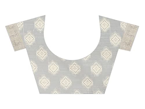 SWORNOF Women's Lucknowi Chikankari Linen cotton Woven Sarees For Women with Blouse sarees for Women