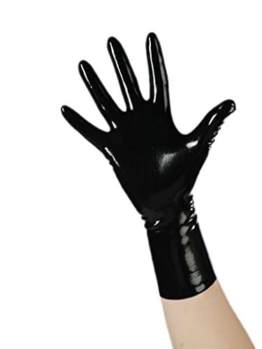 EXLATEX Rubber Secrets Short Latex Mixed Toes Wrist Gloves (Small,Black)
