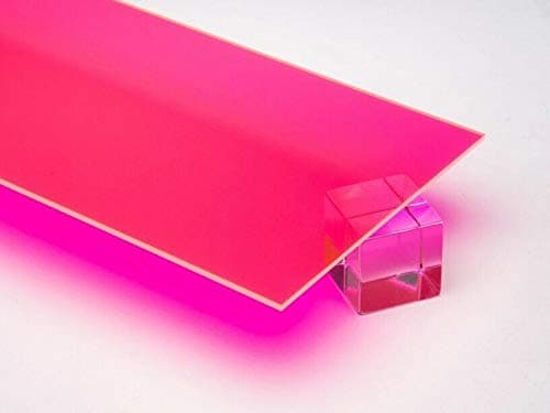 1/8" (0.118") Pink Neon Fluorescent Acrylic Plexiglass Sheet 12"x12" Cast 3mm Thick Nominal Size AZM