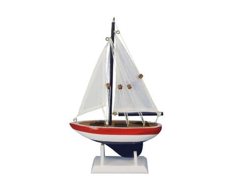USA Sailer 9" - Small Wood Sailboat - Model Sailboat Decoration - Nautical Them