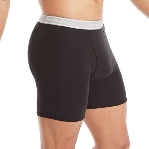 Hanes Men's Tagless Cool Dri Boxer Briefs with ComfortFlex Waistband-Multiple Packs Available, Black 12-Pack, X-Large