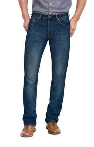ETHANOL Mens Super Comfy Straight Stretch Knit Jersey Denim Five Pocket Jean