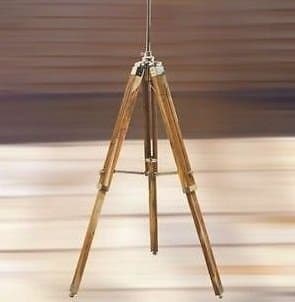 Vintage Wooden Lamp Stand Shade Floor Tripod Adjustable Teak Tripod Lamp Silver