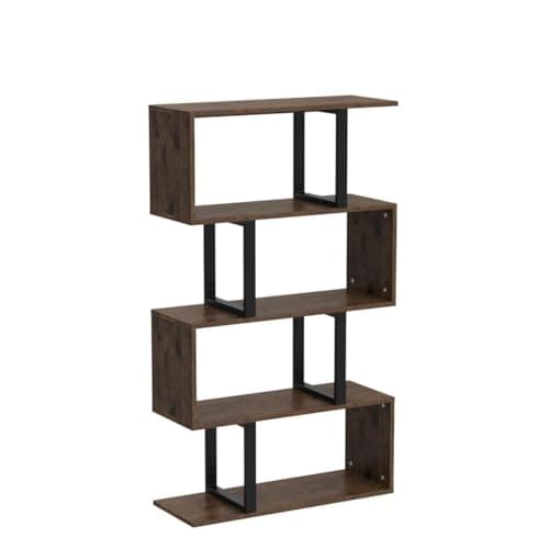 YITAHOME 5-Tier Bookcase, Bookshelves and Shelving units, Modern Freestanding Multifunctional Decorative Storage Shelving for Bedroom Living Room Home Office, S-Shaped bookshelf, 30X80X145CM (Brown)