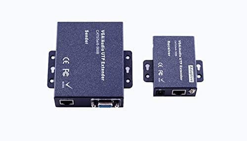 Active VGA audio video balun extender kit over cat 5/6 UTP loop out on sender 300 meter, includes sender and receiver powered on both ends
