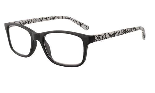 About Eyes G246 Imelda Strength Plus 3 Black Matt Frame with Black/White Temples Reading Glasses