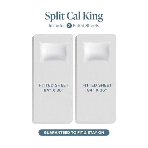 Bare Home Split California King Sheet Set - 1800 Ultra-Soft Microfiber Split California King Bed Sheets - Double Brushed - Deep Pockets - Easy Fit - 5 Piece Set - Bed Sheets (Split Cal King, White)