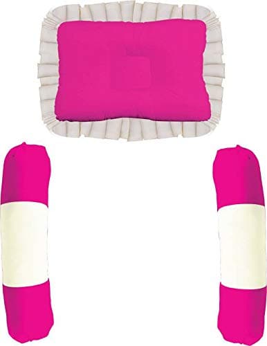 GoodLuck Baybee Baby Head Shaper Pillow for New Born Baby/Infants, Baby Sleeping Pillow for Toddlers & Two Baby Side Bolster Set (Pink)