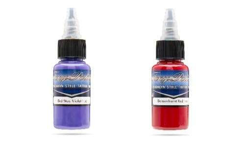 Tony Polito"Brooklyn Style" Tattoo Ink - 2 Bottles - Bed Stuy Violet and Bensonhurst Red (1/2 Oz.)