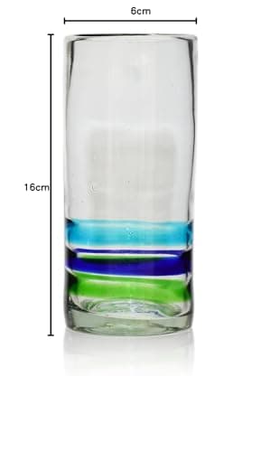 Tumia Handmade Hi-Ball (Collins) Glasses - 3 Coloured Ring - Set of 2