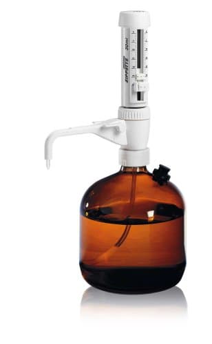 Jencons Safety Zippette 263-003 PTFE Classic Bottle Top Dispensers, 1-30mL Volume Range, 1ml Increments