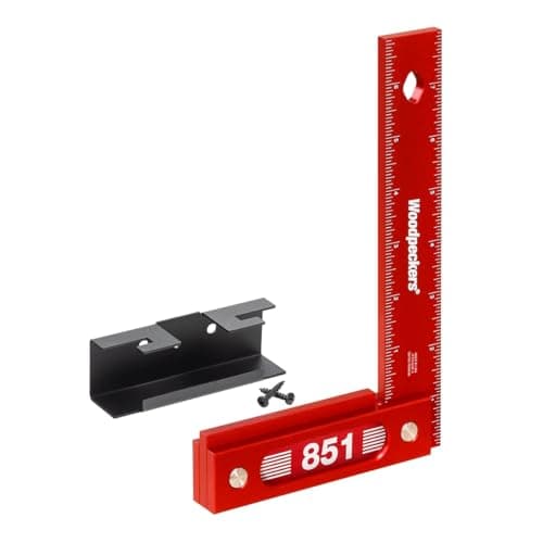 Woodpeckers Precision Woodworking Square, 8 Inch, Aluminum, USA Made, Feature Packed Square, Self Standing, Shoulder Lip, Laser Engraved Scales