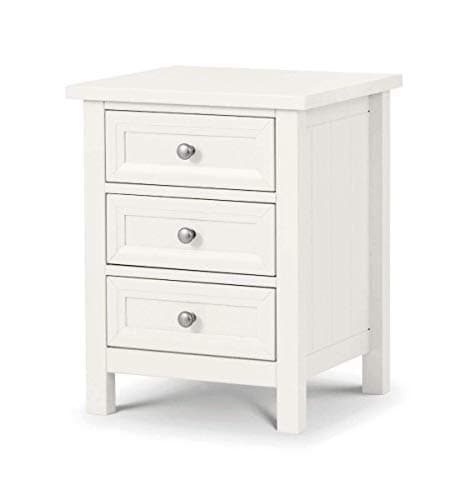 Julian Bowen Maine 3 Drawer Bedside, Surf White, Height: 61, Width: 48, Depth: 44cm