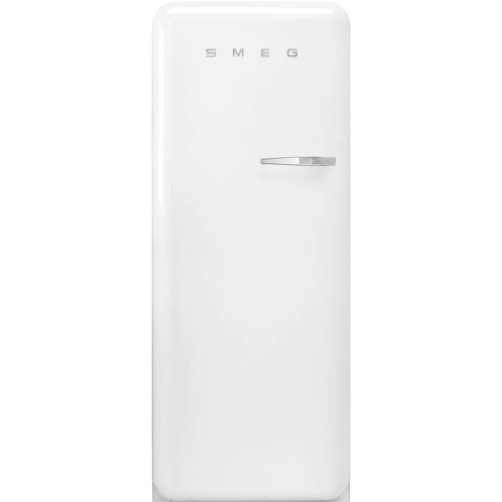 Smeg FAB28 50's Retro Style Aesthetic Top Freezer Refrigerator with 9.93 Cu Total Capacity, Multiflow Cooling System, Adjustable Glass Shelves 24-Inches, White Left Hand Hinge Made In Italy