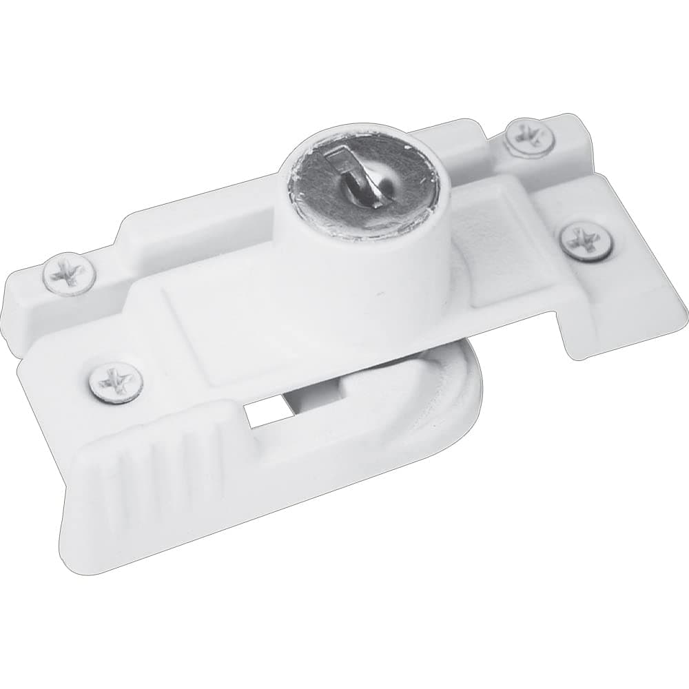 Prime-Line U 9933 Keyed Child-Proof Sash Lock, 2-1/4 In. Hole Centers, Diecast Zinc, Painted White, (Single Pack)