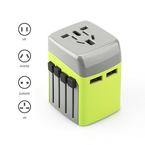 SIYN International All-In-One Travel Plug Adapter with Dual Port USB Charger (Green)
