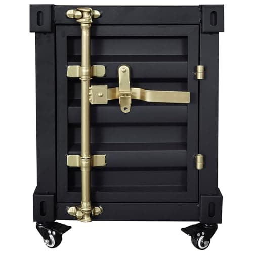 LXFVLHY Industrial Container Side Table,Black-with Wheels,Industrial Nightstand Table for Bedroom (A,16 * 15 * 22inch)