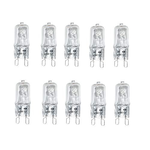 UNITEDLUX G9 Halogen Bulbs 40 Watt 120Volt JCD Type G9 Bi-Pin Double Loop Base Dimmable for Crystal Chandelier, 10 Pack
