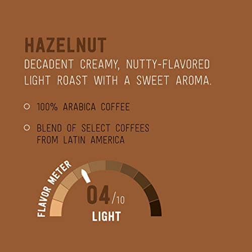 Amazon Brand - 100 Ct. Happy Belly Light Roast Coffee Pods, Hazelnut Flavored, Compatible with Keurig 2.0 K-Cup Brewers