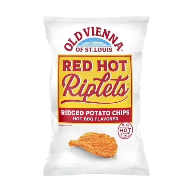 Red Hot Riplets Barbecue Flavored Ridged Potato Chips Made With Real St. Louis Style Hot Sauce - 60 Bags of Individual Single Serve 1 ounce Packages