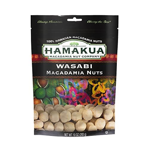 Hamakua Macadamia Nuts - Spicy Wasabi - Hawaiian Grown Flavored Dry Roasted Half and Whole Macadamias - Natural Eco-Friendly Large Macadamia Nuts