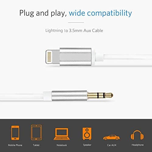 Lightning to 3.5mm Headphone Jack Adapter, Apple MFi Certified Digital Hi-Fi Audio Earphone Connector for iPhone 12/12 Pro Max 11 Pro/XS/XR/X/8 7 SE, iPad Pro Mini, Support iOS 10~14.4 and Later