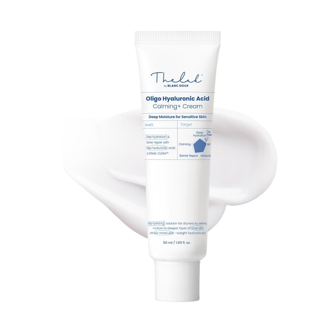 Blanc Doux Oligo Hyaluronic Acid Calming Cream 1.69 fl. for Dry and Sensitive Skin Types, Low Molecular Mass Hyaluronic Acid 3.015 ppm, Skin Care, Deep Hydrating