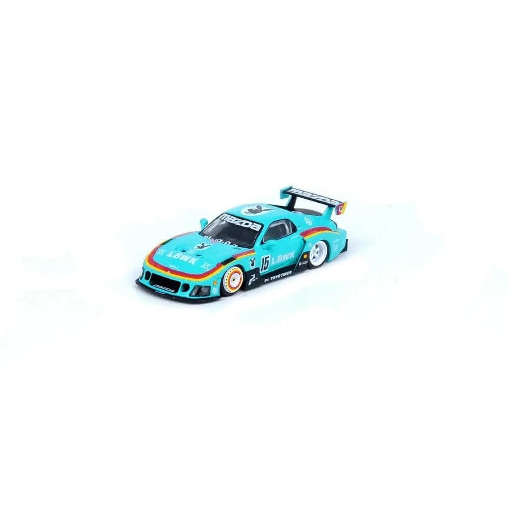 RX7 (FD3S) LB-Super-Silhouette RHD (Right Hand Drive) #15 Light Blue with Stripes 1/64 Diecast Model Car IN64-LBWK-RX7-03