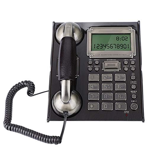 European Retro Landline Telephone Fixed Antique Vintage Desktop Wall-Mounted Dual-use Telephone with Volume Control Multiple Alarm Clocks for Office Home Hotel Descoration(Black Peach Wood)