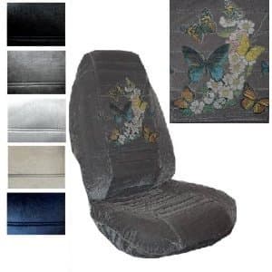 Seat Cover Connection Butterfly with Floral print 2 High Back Bucket Car Truck SUV Seat Covers - Tan